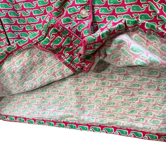 Vineyard Vines Pajama Top Button Down Pink Green Cotton Women’s Large - Picture 4 of 6